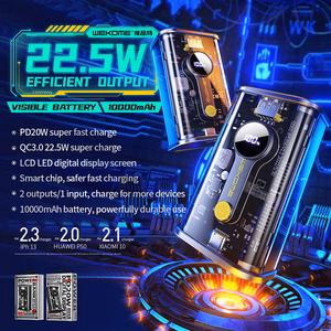 WEKOME WP-333 Vanguard Series išorinė baterija, 10000 mAh, PD 20 W + QC 22,5 W, juoda ir skaidri