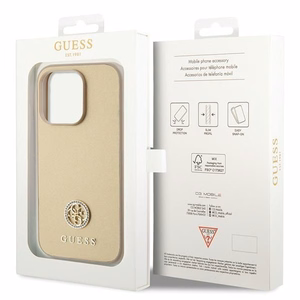Guess GUHCP15LPS4DGPD iPhone 15 Pro 6.1" auksinis/auksinis kietas dėklas Strass Metalinis Logotipas