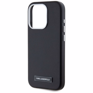 Karl Lagerfeld FW Metal Plate Magnetinis iPhone 15 Pro Max dėklas - juodas
