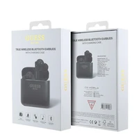 Guess Bluetooth ausinės GUTWSSU20ALEGK TWS + įkrovimo stotelė juodos su atspausdintu logotipu