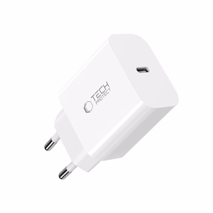 "Tech-Protect" NC20W PD20W USB-C sieninis įkroviklis su USB-C kabeliu - baltas