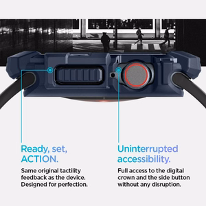 Spigen Rugged Armor dėklas Apple Watch 10 46mm laikrodžiui - tamsiai mėlynas