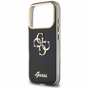 Guess IML 4G Script Metal dėklas, skirtas iPhone 17 Pro Max / 18 Pro Max – spalva: juoda