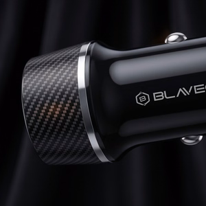 Blavec BS-03B-C Carbon automobilinis įkroviklis USB + Type C QC 3.0 18W PD 30W su Type C - Type C laidu juodas