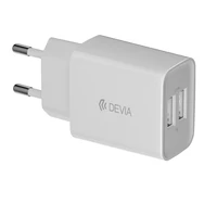 Devia sieninis įkroviklis Smart 2x USB 2,4A baltas + Lightning kabelis