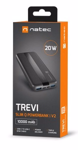 NATEC TREVI SLIM Q V2 Ličio polimeras (LiPo) 10000 mAh Juoda