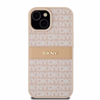DKNY Odinis mono juosta ir metalinis logotipas dėklas telefonui iPhone 15 / 14 / 13 - rožinis