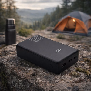 Išorinė baterija 20 000mAh, 1x USB, 2x USB-C, 20W, QC4+, LCD ekranas, juodas
