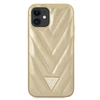 Guess GUHCP12SPUVQTMLBE iPhone 12 mini 5.4" auksinis/auksinis kietas dėklas V-Quilted kolekcija