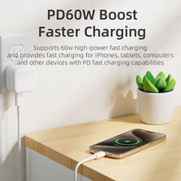 Rock Kabelis P8 Pagrindinės serijos - Type-C iki Type-C kabelis - PD 60W 3A - 1 metras baltas (m)