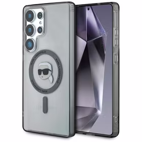 Dėklas Karl Lagerfeld Button Karl Head Printed Logo Magnetinis Samsung Galaxy S25 Ultra juodas