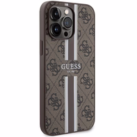 Guess 4G Printed Stripes Magnetinis dėklas telefonui iPhone 15 Pro Max - rudas