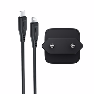 Acefast A118 30W GaN USB-C tinklo įkroviklis su 1.2m USB-C į Lightning laidu - juodas