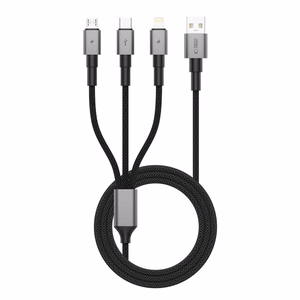 Кабель Tech-Protect UltraBoost DNA 3in1 USB-C Micro-USB Lightning 120 см - серый