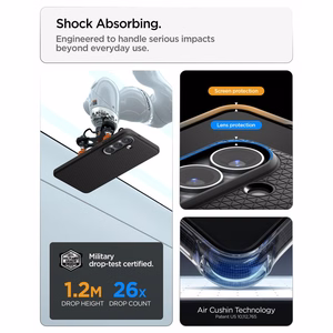 SPIGEN dėklas LIQUID AIR MAG, suderinamas su MagSafe, skirtas SAMSUNG S26, matinis, juodas