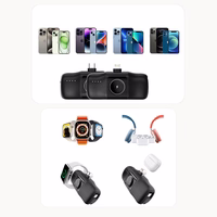 Wozinsky WF16-YCS 5000mAh 15W USB-C mini išorinė baterija su įmontuotu USB-C kabeliu ir Apple Watch įkrovikliu - juoda