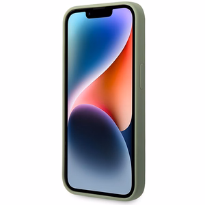 Guess silikoninis logotipo plokštė MagSafe dėklas telefonui iPhone 14 Pro Max – žalias