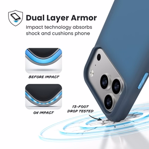 Speck Presidio Lux MagSafe dėklas, skirtas iPhone 17 Pro, „Deep Sea Fade / Black / Spell Blue“ spalvos
