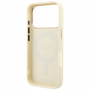 Guess Ring Stand 360 Grained Classic Logo MagSafe dėklas iPhone 18 Pro Max / 17 Pro Max – smėlinis