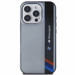 BMW Motosport IML vertikali juosta iPhone 16 Pro dėklas - pilkas