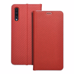Dėklas telefonui LUNA Book Carbon skirtas SAMSUNG A50 raudonas