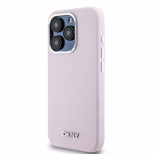 DKNY Liquid Silicone Small Metal Logo MagSafe Dėklas telefonui iPhone 15 Pro - rožinis (m)