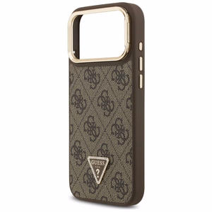 Guess 4G PU Triangle Logo & Stand Camera Magsafe чехол iPhone 17 Pro Max - коричневый
