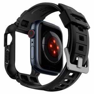 Spigen Rugged Armor Pro dėklas su dirželiu Apple Watch 4 / 5 / 6 / 7 / 8 / SE (44/45 mm) - juodas