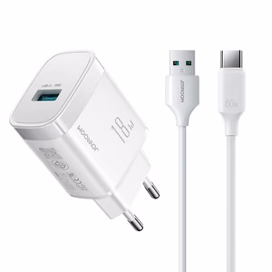 Joyroom JR-TF4 18W sieninis įkroviklis su 3A USB-A - USB-C 1m laidu - baltas
