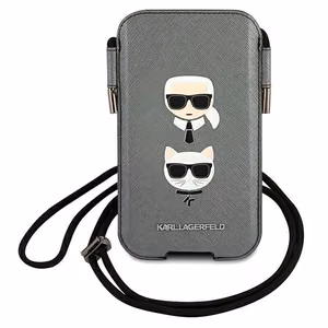 Karl Lagerfeld Saffiano Ikonik Karl&Choupette Head 6.1'' сумочка - серая