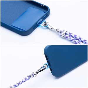 SWING (6mm) telefono dirželis, telefono pakabukas su reguliuojamu ilgiu / virvelės ilgis 165 cm (maks. 82,5 cm kilpoje) / ant peties arba kaklo – baltas–violetinis