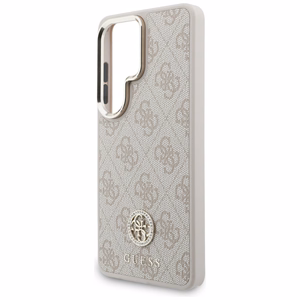 Guess 4G Big Rhinestone Triangle Strap MagSafe dėklas + dirželis Samsung Galaxy S26 Ultra rožinis