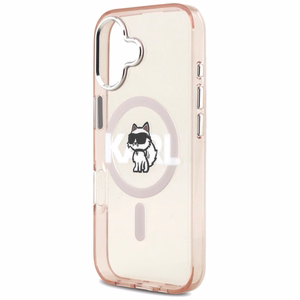 KARL LAGERFELD dėklas telefonui IPHONE 17 su MagSafe suderintas (IML Choupette eskizo logotipu) - rožinis