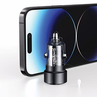 USAMS Automobilinis įkroviklis C39 USB+USB-C 60W Fast Charge violetinis CC208CC02 (US-CC208)