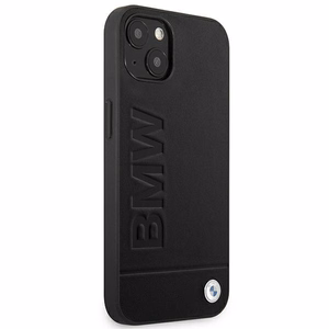 Dėklas BMW BMHCP14MSLLBK iPhone 14 Plus 6.7 - juodas odinis štampas