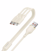 Dudao L7SE 3in1 USB-A - 2x USB-C / Lightning kabelis 66W 1.2m - smėlio spalvos