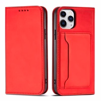 Magnetinis dėklas kortelėms iPhone 12 Pro Max dėklas kortelių piniginė kortelių laikiklis raudonas