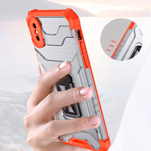 Crystal Ring Case Kickstand tvirtas patvarus dėklas iPhone XS Max raudonas