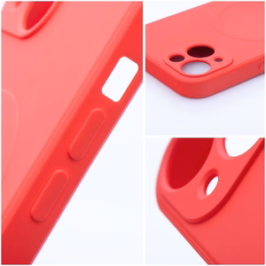 SILICONE MAG COVER dėklas telefonui suderinamas su MagSafe iPhone 14 raudonas