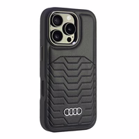 Audi Sintetinės odos Magnetinis iPhone 16 Pro 6.3" juodas/juodas kietas dėklas AU-TPUPCMIP16P-GT/D3-BK