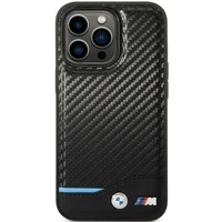 BMW Leather Carbon deklas, skirtas iPhone 13 Pro Max - Juodas