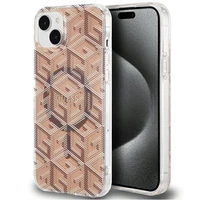 Guess IML GCube Magnetinis dėklas telefonui iPhone 15 Plus / 14 Plus - ruda