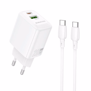 Įkroviklis Borofone BN27 20W USB-C/USB-A + USB-C to USB-C cable 1.0m baltas