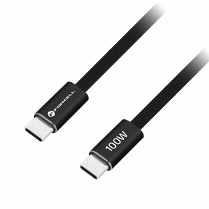 Laidas USB C į USB C Forcell F-Energy QC4.0 PD 5A 100W Cafule Flat 1,2 m CCFN23 juodas