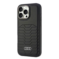 Audi Sintetinės odos Magnetinis iPhone 16 Pro Max 6.9" juodas/juodas kietas dėklas AU-TPUPCMIP16PM-GT/D3-BK