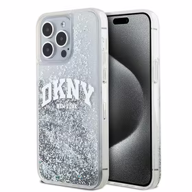 DKNY dėklas telefonui iPhone 15 Pro Max 6,7" DKHCP15XLBNAET baltas HC skysti blizgučiai su arkinis logotipas