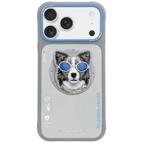 Nimmy Glasses Cool Dog magnetinis dėklas telefonui iPhone 17 Pro - pilkas