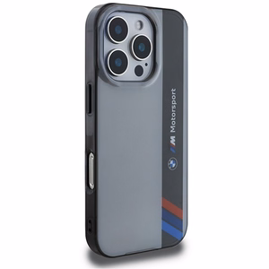 BMW Motosport IML vertikali juosta iPhone 16 Pro dėklas - pilkas