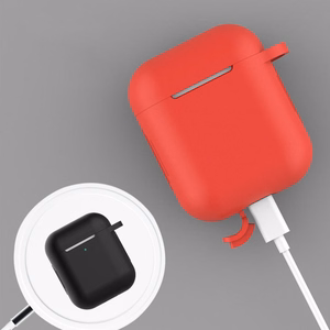 Dėklas AirPods 2 / AirPods 1 silikoninis minkštas ausinių dėklas + Raktų pakabukas karabino pakabukas mėlyna (Dėklas D)