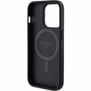 Dėklas Guess PU Leather 4G Colored Ring MagSafe Apple iPhone 15 Pro Max juodas